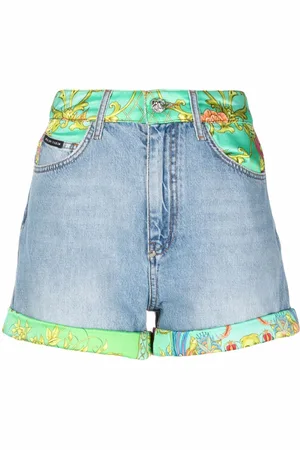 Philipp Plein Shorts denim Barocco con stampa