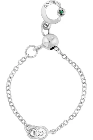 COURBET Anello con catena regolabile CO in oro bianco 18k riciclato con diamante da laboratorio