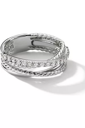 David Yurman Donna Anelli - Anello Crossover piccolo in argento sterling con diamanti