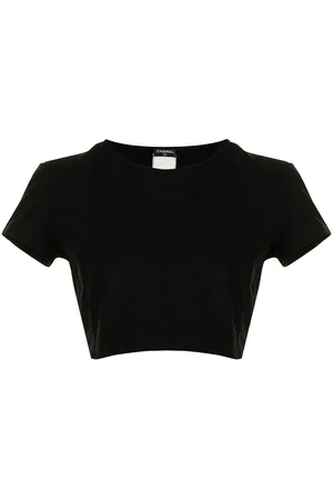 CHANEL T-shirt con ricamo crop