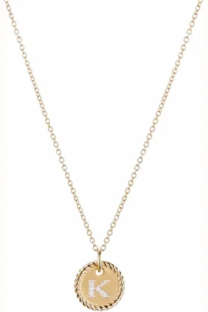 David Yurman Collana K Initial Charm in giallo 18kt con diamanti