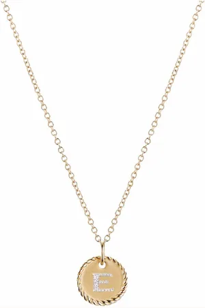 David Yurman Collana E Initial Charm in giallo 18kt con diamanti