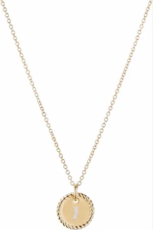 David Yurman Collana J Initial Charm in giallo 18kt con diamanti