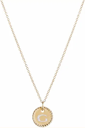 David Yurman Collana con ciondolo G in giallo 18 carati e diamanti