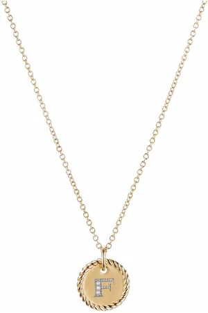 David Yurman Collana con ciondolo F in 18 giallo carati e diamanti