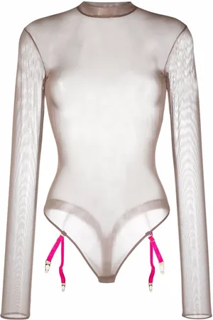 MAISON CLOSE Body a maniche lunghe semi trasparente