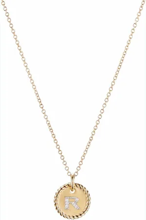 David Yurman Ciondolo a R in 18kt e diamanti