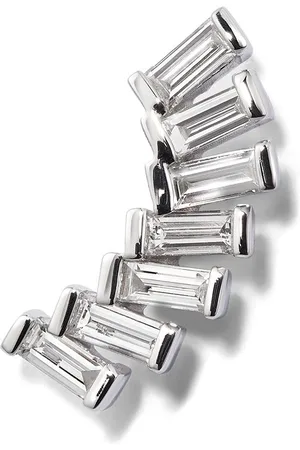 PERSÉE Orecchino Baguette a bottone in oro bianco 18kt con diamanti