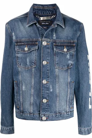 Philipp Plein Giacca denim con effetto vissuto