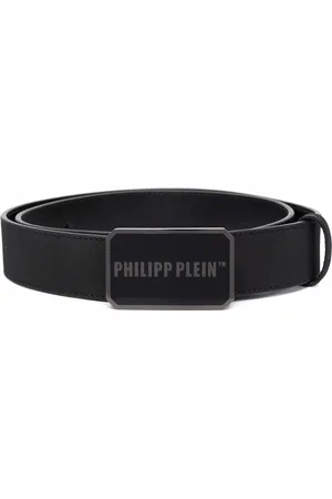Philipp Plein Cintura in pelle con placca logo