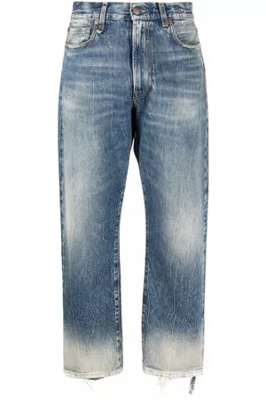 R13 Donna Jeans - Jeans crop con effetto vissuto Kelly - Blu