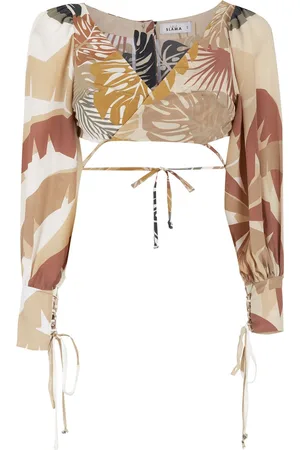 AMIR SLAMA Blusa crop con stampa tropicale