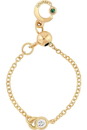 COURBET Anello a catena regolabile CO in giallo 18kt riciclato con diamante da laboratorio