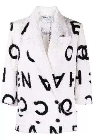 CHANEL Giacca doppiopetto con stampa anni '90 - Bianco