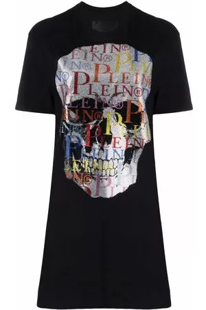 Philipp Plein Donna Vestiti con strass - Abito modello T-shirt con strass - Nero