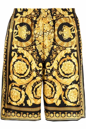 VERSACE Shorts in seta con stampa Barocco