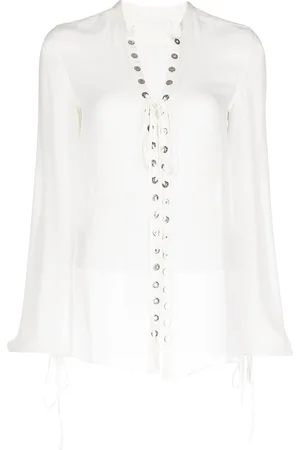 DION LEE Top semi trasparente con occhielli