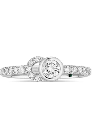 COURBET Anello in oro bianco riciclato 18kt CO con semi pavé di diamanti da laboratorio