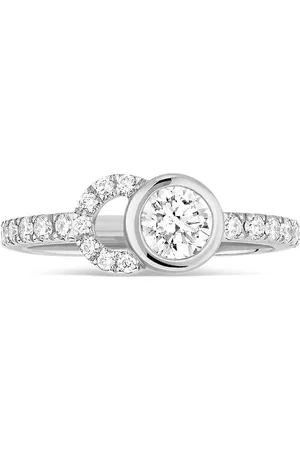 COURBET Anello CO in oro bianco 18kt riciclato con semi pavé di diamanti da laboratorio