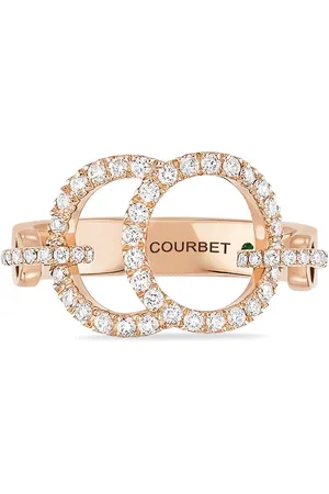 COURBET Anello Celeste in oro 18kt riciclato con pavé di diamanti da laboratorio