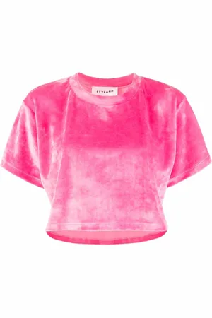 Styland T-shirt crop con effetto velluto