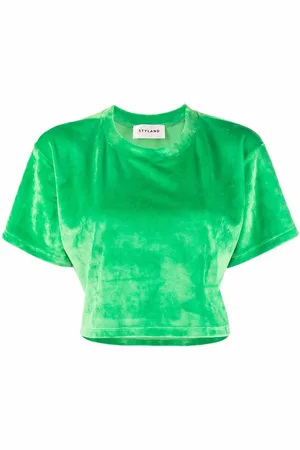 Styland T-shirt crop con effetto velluto
