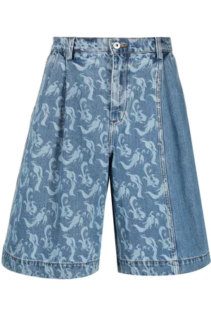 Feng Chen Wang Bermuda denim con stampa