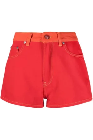 Ganni Shorts denim con vita a contrasto