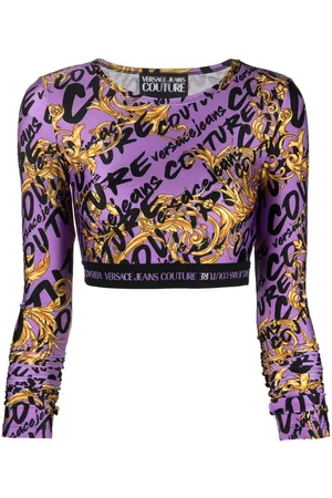 VERSACE Top crop Garland con stampa