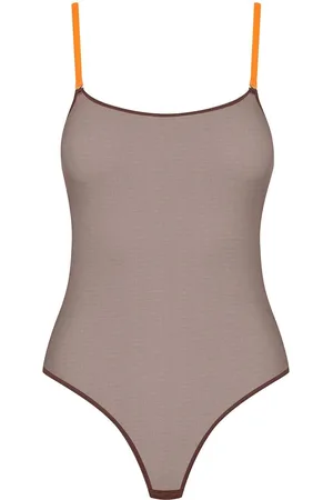 MAISON CLOSE Body a rete con spalline a contrasto