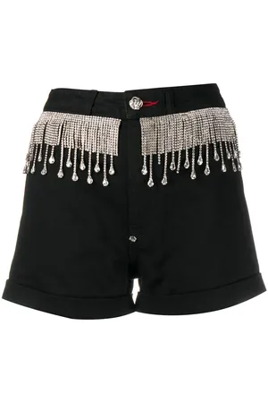 Philipp Plein Shorts in denim con cristalli