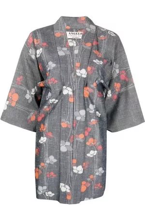 A.N.G.E.L.O. Vintage Cult Donna Abbigliamento vintage - Kimono a fiori anni '90 - Grigio