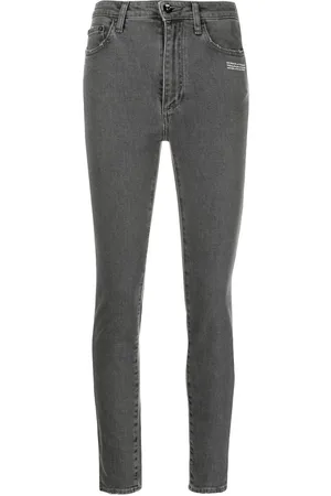 OFF-WHITE Jeans skinny crop con stampa