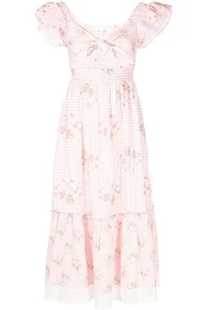 LOVESHACKFANCY Abito midi Emeka a fiori