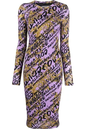VERSACE Abito midi con stampa Barocco