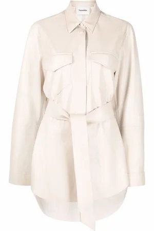 Nanushka Camicia oversize con cintura in pelle vegan