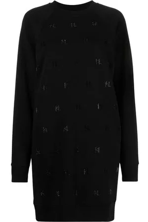 Karl Lagerfeld Donna Vestiti con strass - Abito modello maglione con strass - Nero