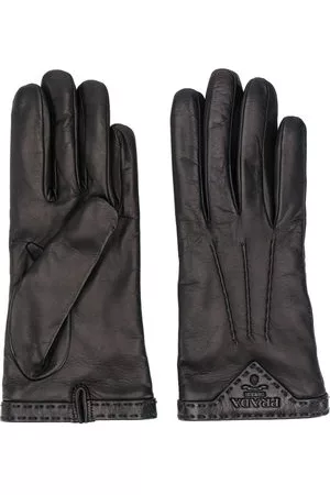 Prada Guanti con placca logo - Nero