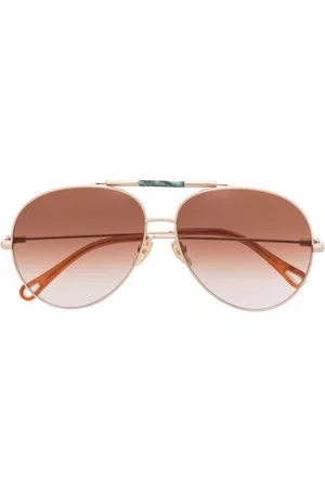 Chloé Donna Occhiali da sole - Occhiali da sole stile pilota con logo goffrato - Oro