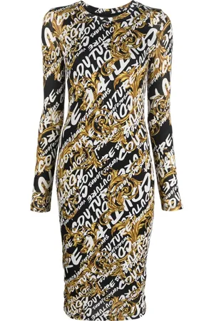 VERSACE Abito midi con stampa Barocco
