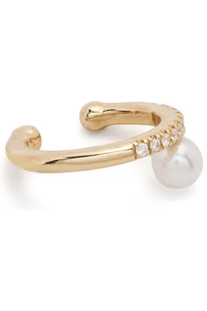 Mizuki Ear cuff Sea of Beauty in giallo 14kt con diamanti e perle
