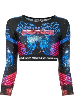 VERSACE Top con stampa crop