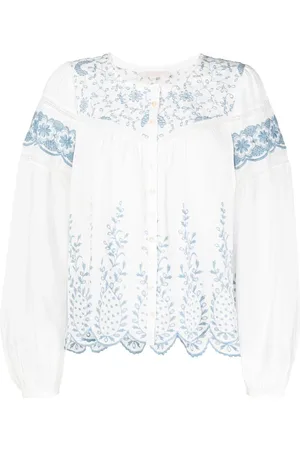 LOVESHACKFANCY Blusa girocollo con ricamo