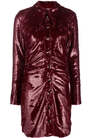 Ganni Abito corto con paillettes - Rosso