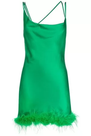 LOULOU Donna Vestiti con piume - Abito corto con bordo in piume x RUE RA - Verde