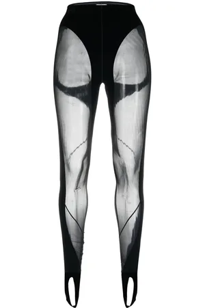 MUGLER X Wolford Leggings con staffa e inserti in rete
