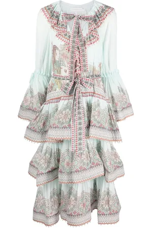 ZIMMERMANN Abito midi a fiori con ruches