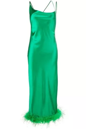 LOULOU Donna Vestiti lunghi - Abito lungo con piume x Rue Ra - Verde