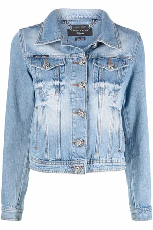 Philipp Plein Giacca denim con placca logo