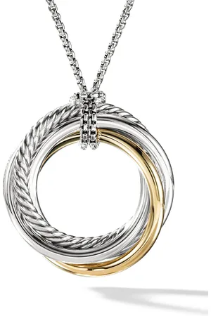 David Yurman Collana con pendente Crossover in oro giallo 14kt e sterling (37mm)